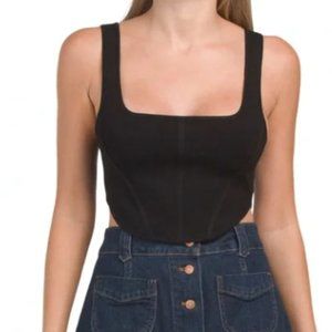 House of Harlow 1960 - Black Corset Style Cropped Knit Tank Top